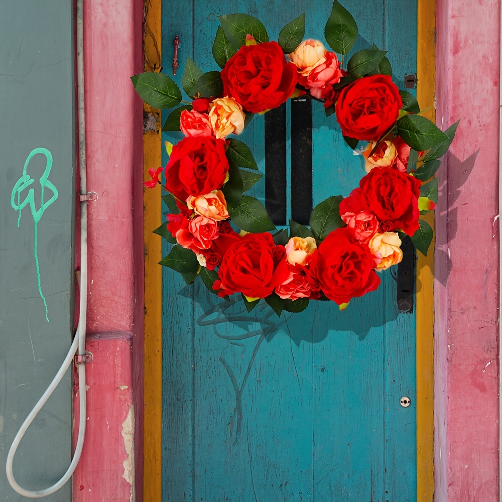 1 Pezzo Corona Fiori Simulazione Porta Appesa Decorazione - Temu