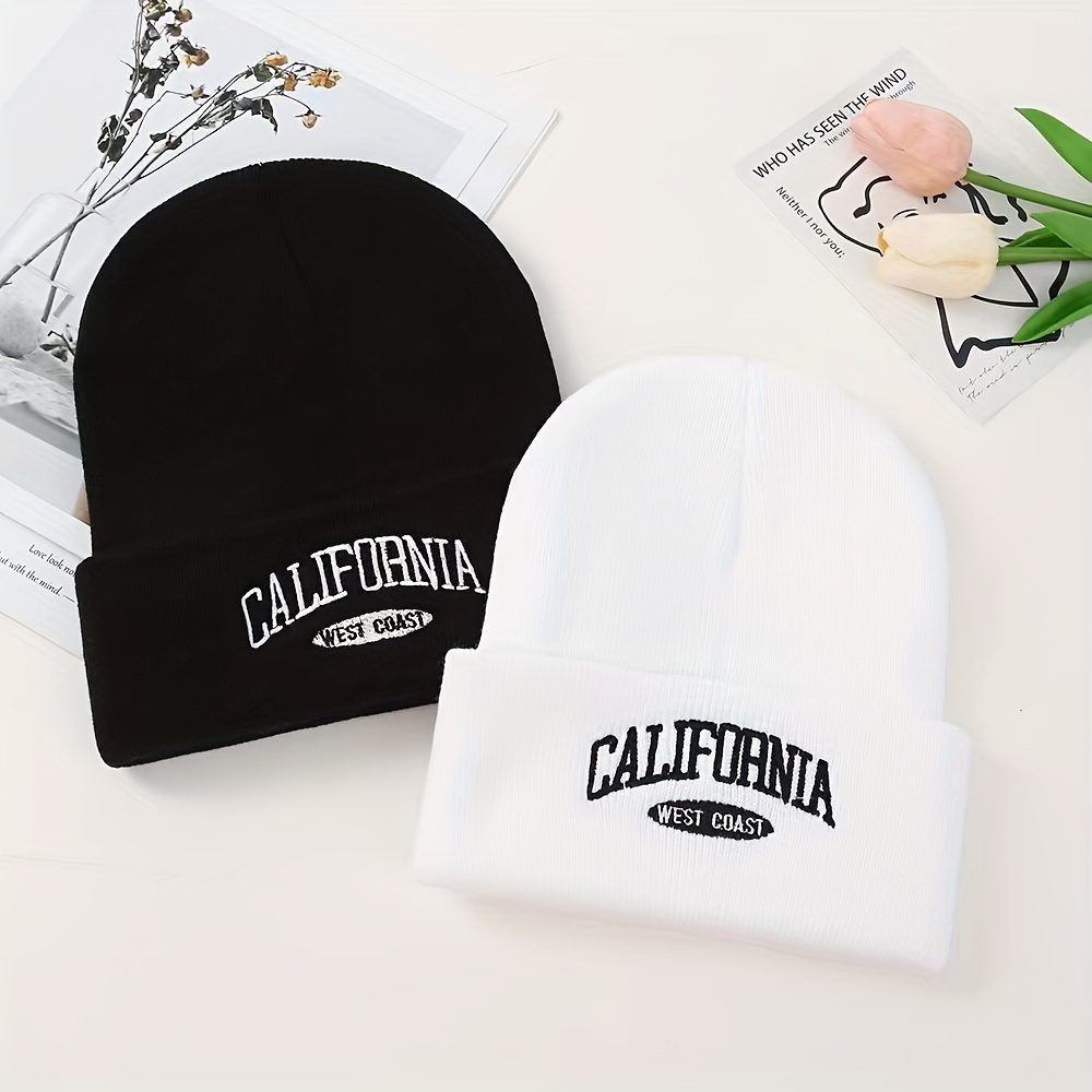 

California West Coast Knit Beanie - Women's And Men's Winter Hat - Soft Fleece, Elastic, Lightweight, Hand Wash Or Dry Clean - Perfect For Skiing Or Cold Weather - Fashionable With Embroidered Design