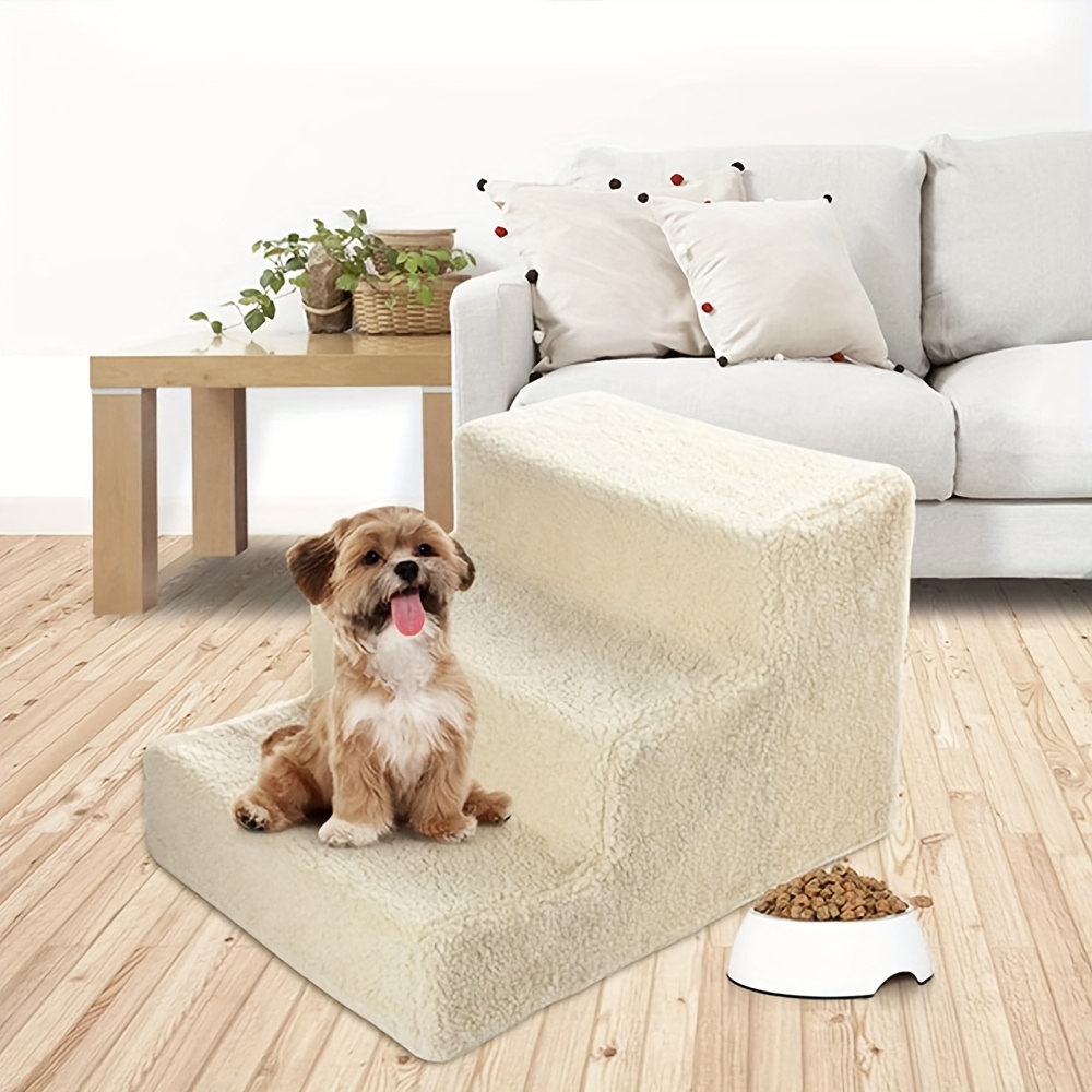 Scaletta Per Cani Piccoli 2 Gradini In Schiuma - Rampa Lavabile Per Divano E Letto, Antiscivolo, Beige