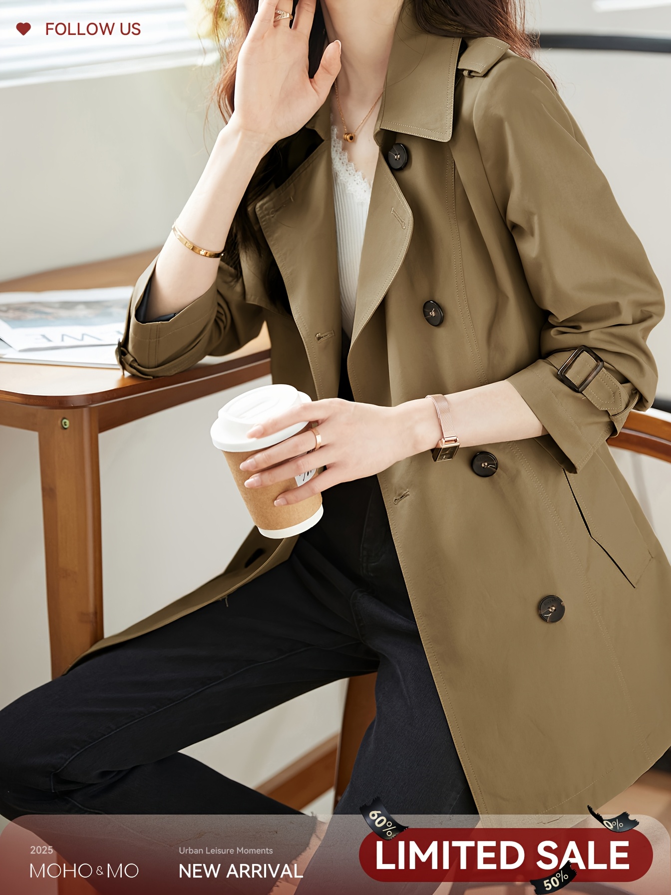 mo 2024 spring/fall minimalist trench coat belted Temu Kuwait