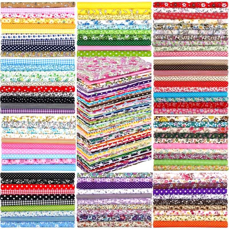 TEMU 200pcs Pre-cut Floral Print Fabric Squares, 3.9x3.9 Inches, Multicolor Craft Cloth For Diy Sewing, Embroidery, And Scrapbooking Projects, Diy