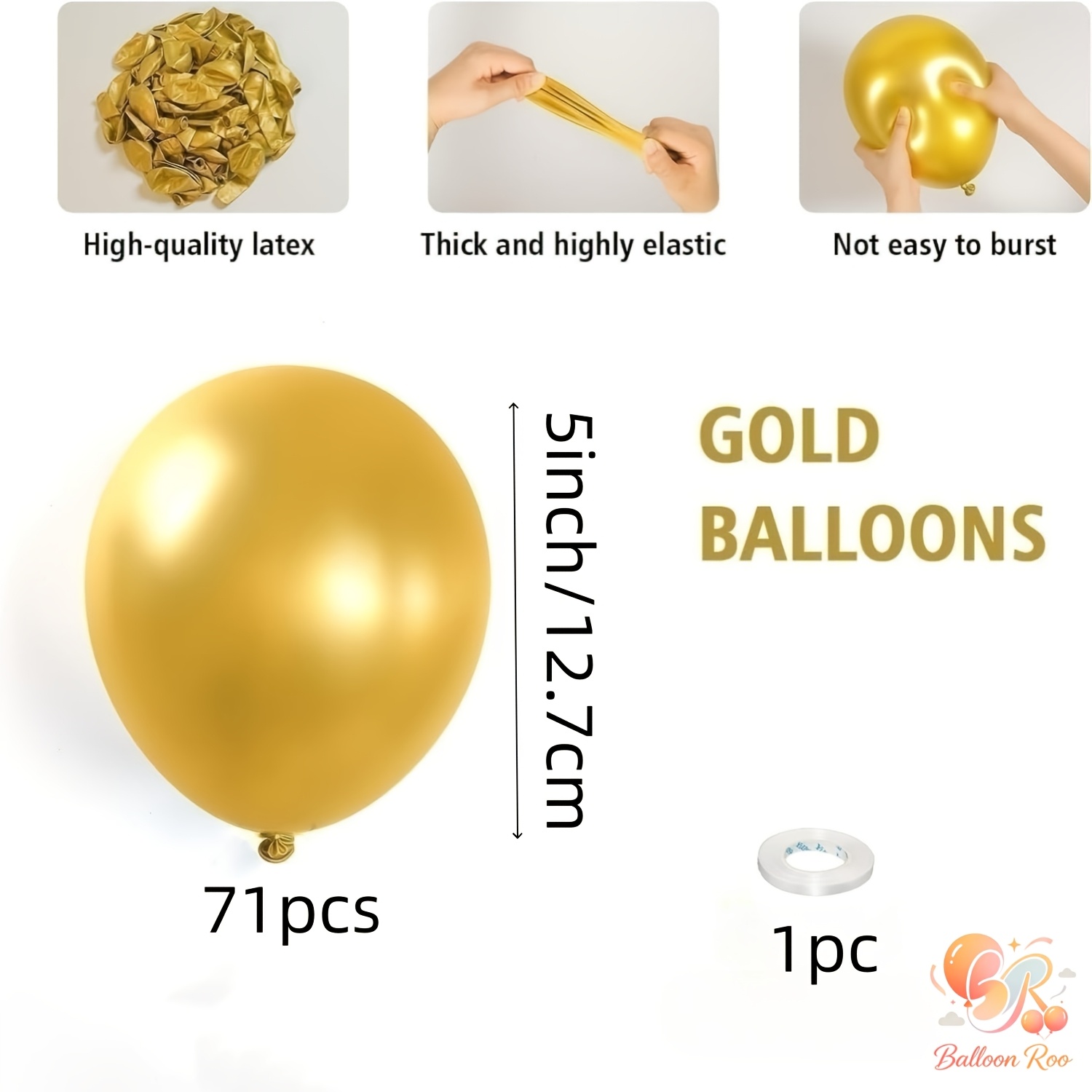 TEMU 72pcs, Ensemble de ballons en latex dorés, Anniversaire, de , Mariage, Fiançailles, Cérémonie de de diplôme, Départ à , Décoration de ,