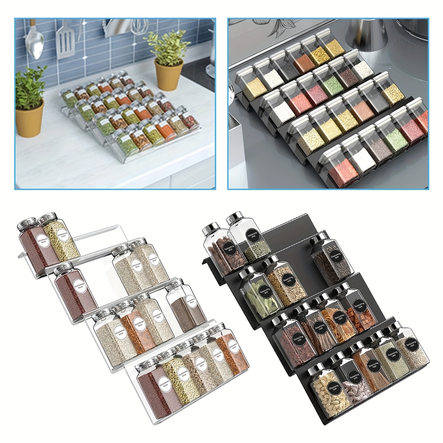 Zaxiva Étagère De Rangement Cuisine 2 Niveaux Métallique - Porte-Épices Organiseur Gain De Place