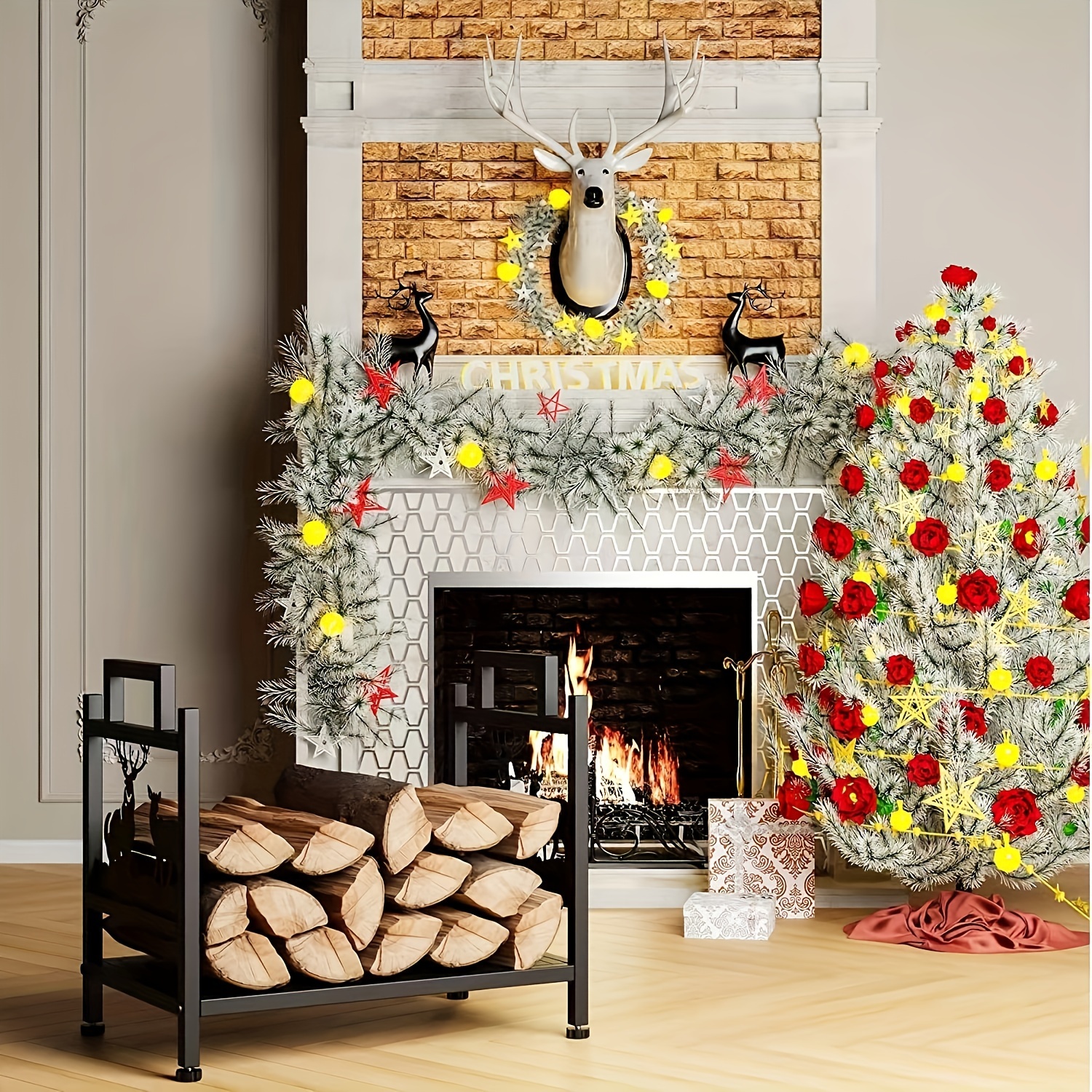 deer silhouette log storage holder] multipurpose metal Temu Ireland