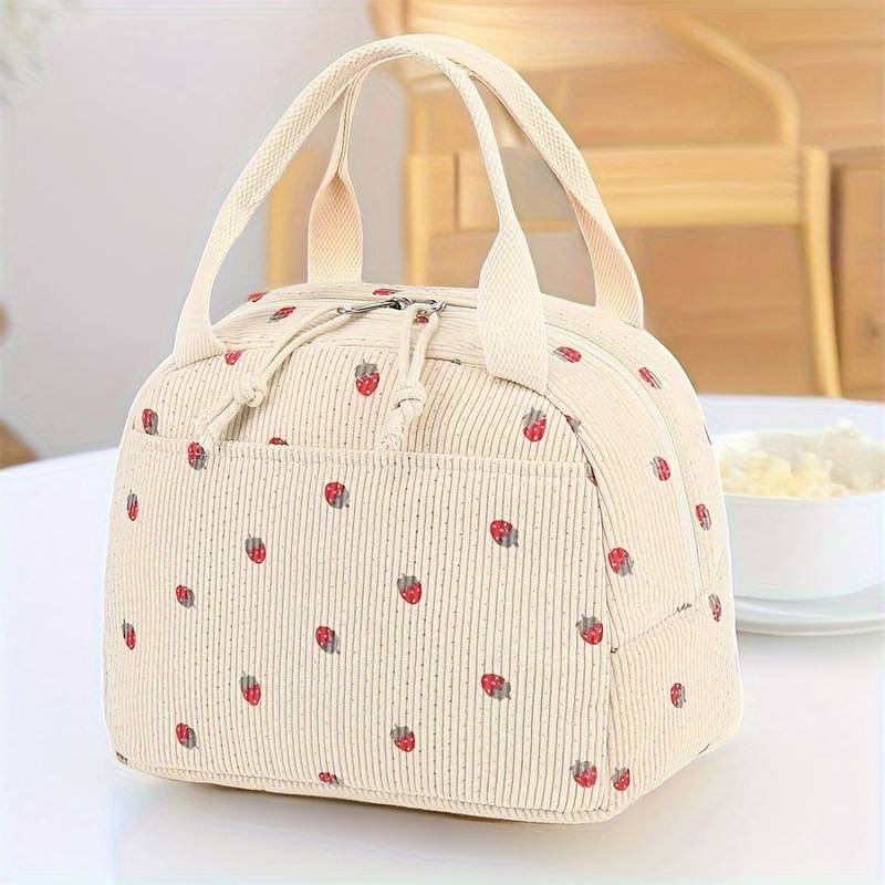 VelChic Lunch Bag For Women, Cute Corduroy Adult Insulated Lunch Box