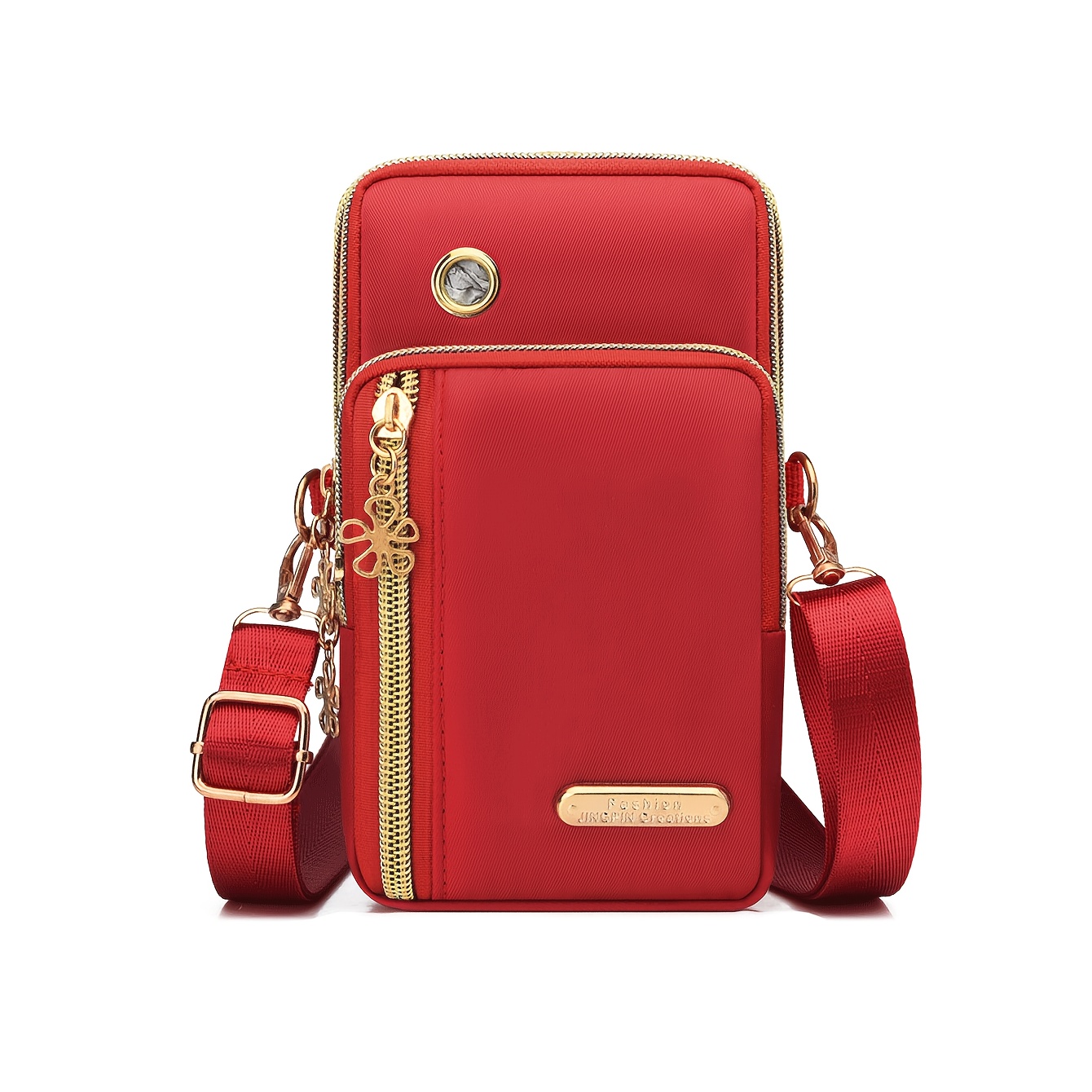 TEMU 1pc Women's Adjustable Crossbody Phone Pouch & Mini Handbag - Oxford Fabric Zipper Closure Shoulder Bag With Coin Purse Suitable For Outdoor,