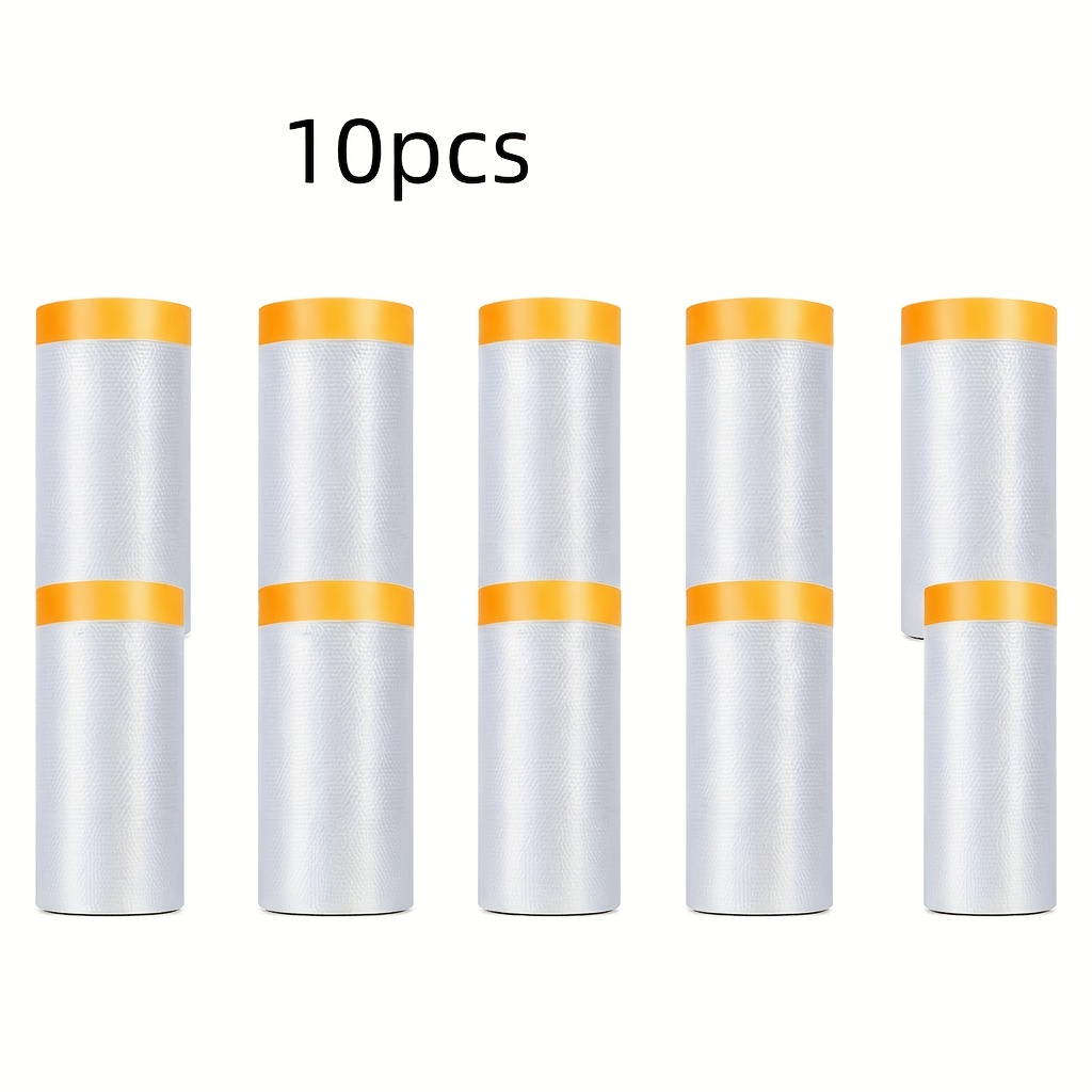 Image of 10pcs Pvc Painting Tape Adjustable Height Foldable Roll With Removable Cap, Pre-cut Adhesive Film For Auto Painting Home Decoration