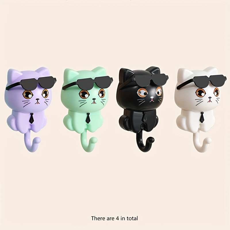 Cartoon Gravity Hooks Are Creatively Cute, No Punching, Strong Load-bearing Adhesive Hooks, And On The Walls Of The Dormitory (4 In Total)