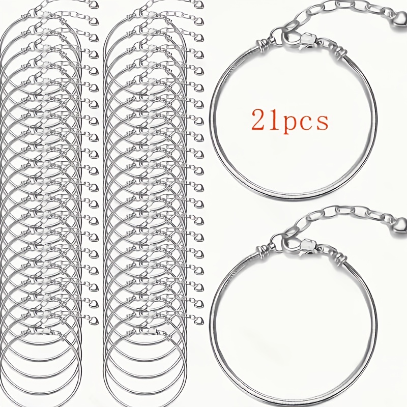 TEMU Lot de 21 bracelets : Bracelet chaîne avec pendentif, fermoir mousqueton de cœur et chaîne d'extension pour bijoux DIY pour femme