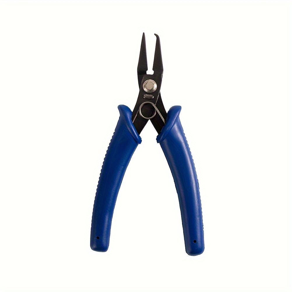 Blue Handle Carbon Steel Jewelry Pliers For Diy Crafts - & Tool, Keychain Making Essential