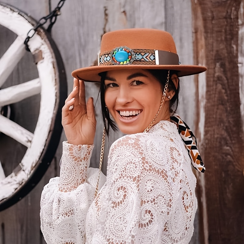 Wide Brim Cowboy Hat with Braided Rope Band - Adjustable Vintage Western Cowboy Hat for Men Women - Wide Brim Cowgirl  main image 3