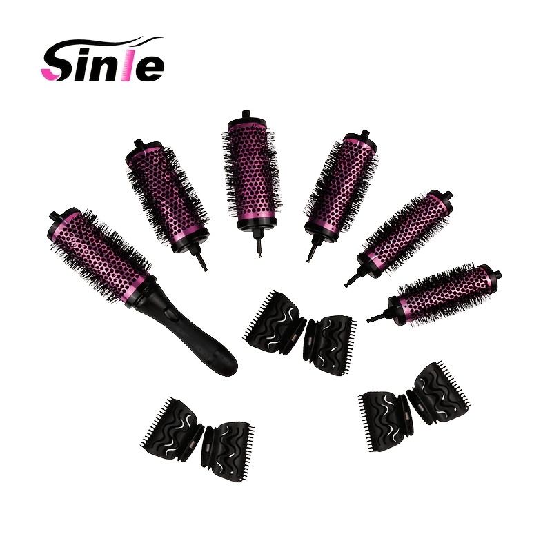 6pcs Aluminum Copper Comb Set, 3 Different Sizes, Plastic Inner Multi-bristle Straight And Curly Hair Styling Comb, Smoothing Hair Hairdressing Comb