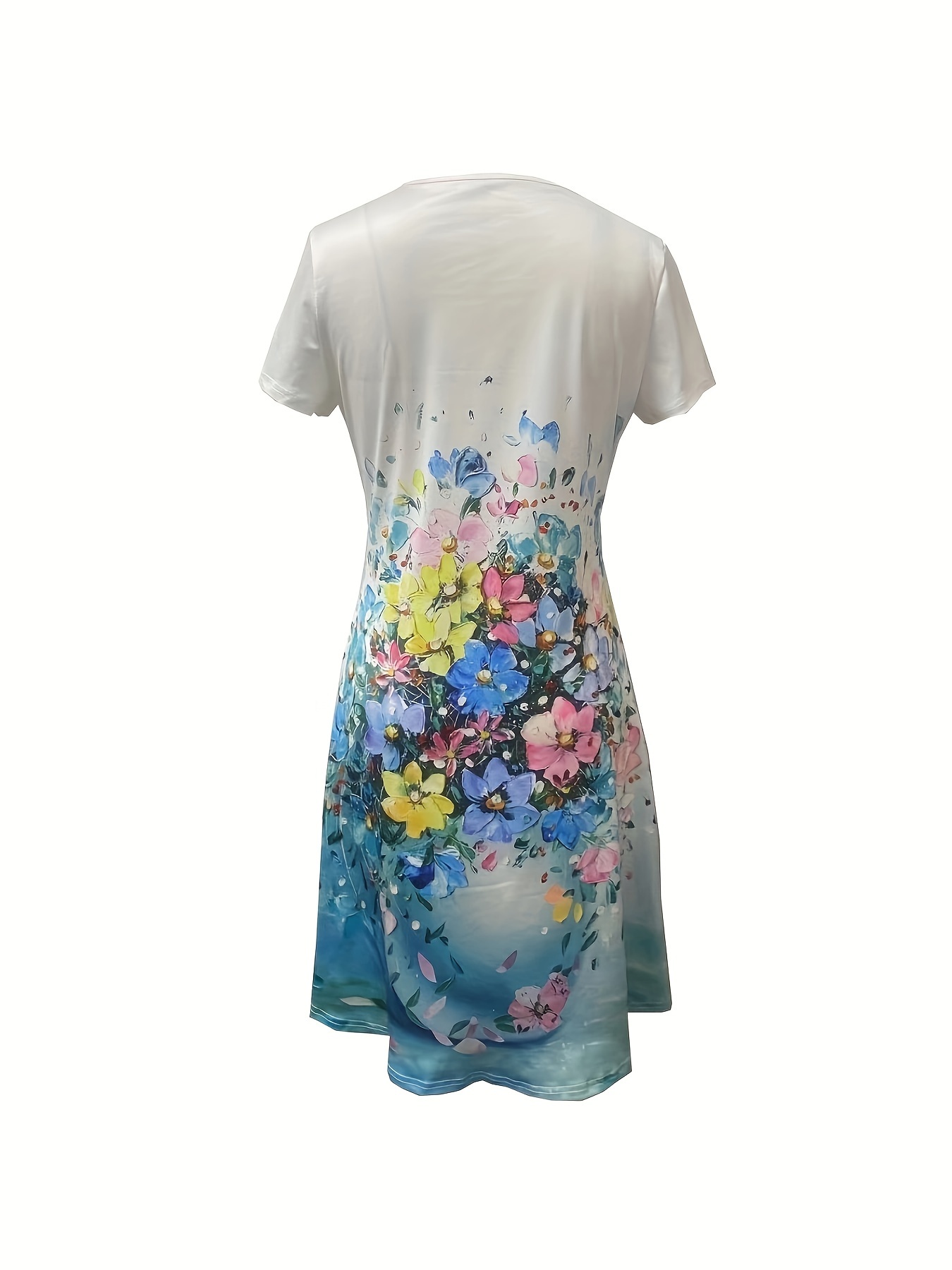 floral print v neck dress casual short sleeve dress for spring summer womens clothing