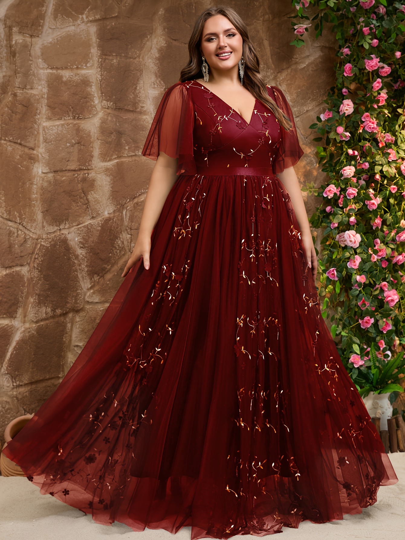 green emerald velvet dress Plus Size Sequin Floral Detail Midi Dress Sequin Floral Detail Midi Ma   The Dress Outlet