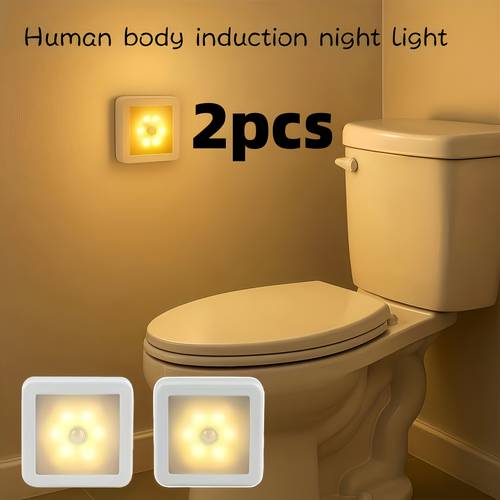 2pcs motion sensor wireless convenient 6 led lighting wall lamp ip44 180 sensitive detection soft light for use without strong magnetic backing suitable for bedside hallway bathroom