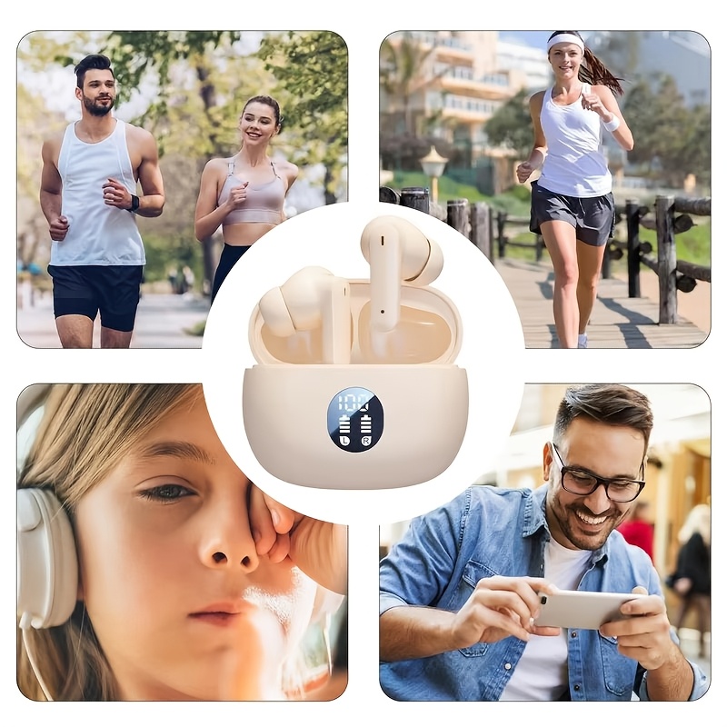 Touch Control Wireless Earbuds with LED Display - HiFi Stereo Sound, Lightweight & Compact Design for Gaming, Running & Cycling