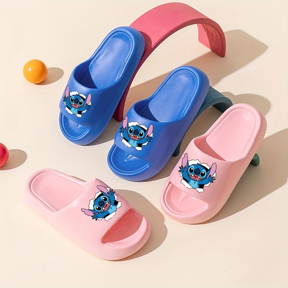 Disney Stitch EVA Slippers for Kids - Comfortable, Thick Sole, Cartoon Design, Perfect for Beach & Bathroom Play, Four Seasons Wear, Slip-On Style, Beach Slippers | Playful Design | EVA Material, Beach Accessories