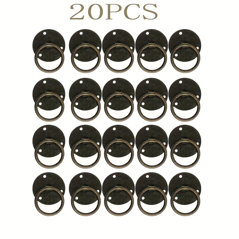 20pcs Mini Circular Handle, Antique Bronze Brass Knob, Vintage Decorative Jewelry Box Handle, Drawer Cabinet Flower Handle
