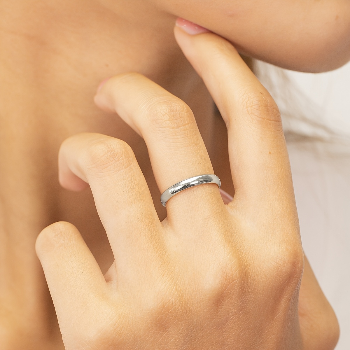 Women's 0.118inch Wide Plain Circle Ring, Engagement