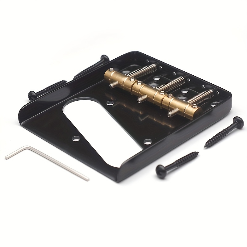 Electric Guitar Bridge with 3 Adjustable Brass Saddle 76.5*85mm for 6 String Electric Guitar Black/Golden/Silvery, Instrument Repair, String Instrument Parts, Classic Bridge Design, Vintage Guitar Hardware, Highquality Saddle, Replacement Bridge