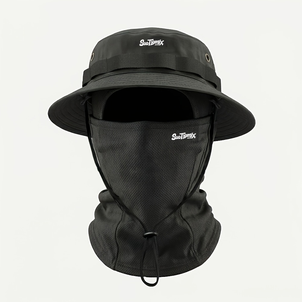 Image of 2pcs Outdoor Hats Men's Sun Hat Breathable Camouflage Mask Fisherman Hat Set Spring Summer Travel Versatile Sun Hat Women, 1pc Hat And 1pc Mask Combination Set