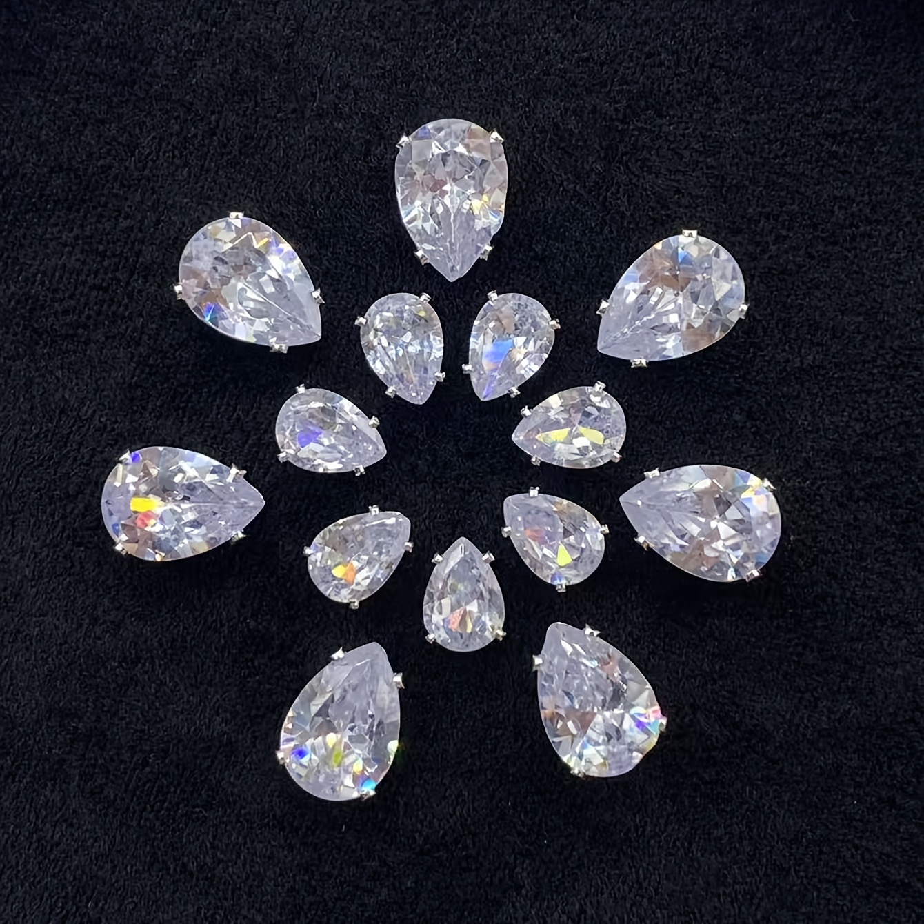 Image of A Pack Of 15 Zirconia Rhinestones, Hand-sewn Rhinestones, Clothing, Shoes, Hats, Bag Packaging Decorations Rhinestones