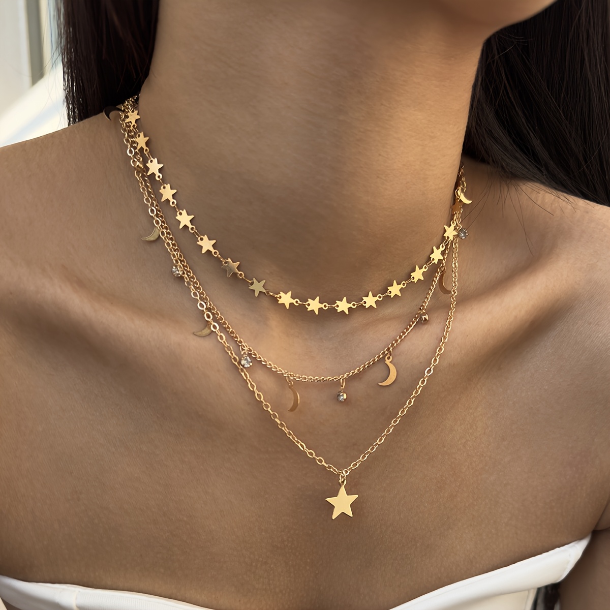 1pc Fashion Star Chain With Tassel Multi-layered Necklace Suitable For Women's Dance Party Gathering Ramadan Gift Middle East Special