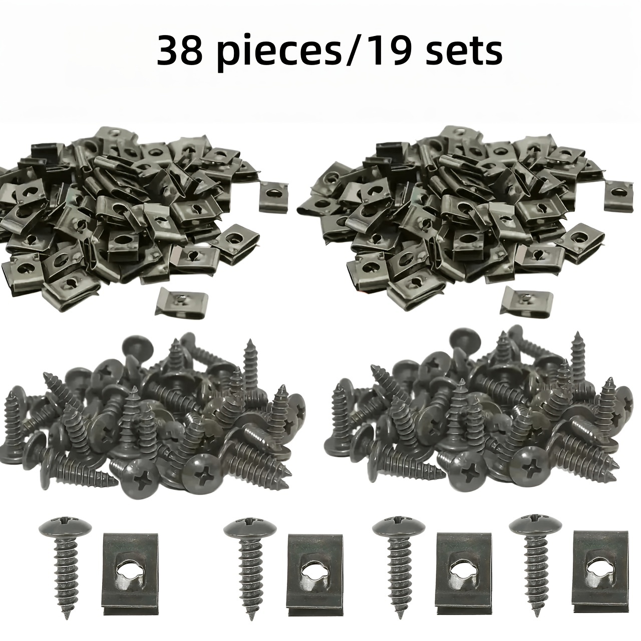 E-shop 38-teiliges/19er-Set Auto Schrauben-Set, Auto-Befestigungen mit Schrauben, Frontstoßstange Antikollisionsbefestigung, Metall Karosserie