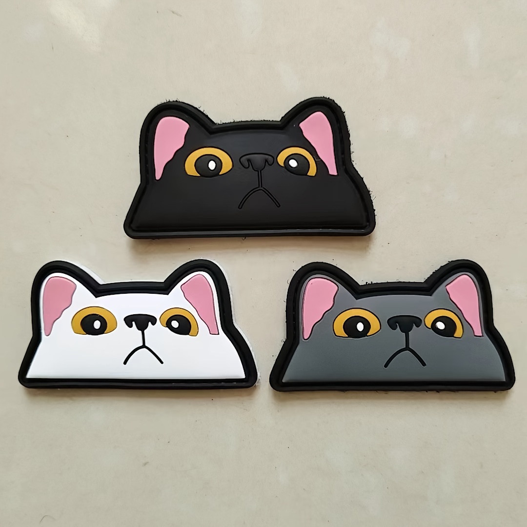 

1pc Pvc Tactical Cat & Patches: Cat Embroidery Applique For Jackets, , Clothes, Backpacks,