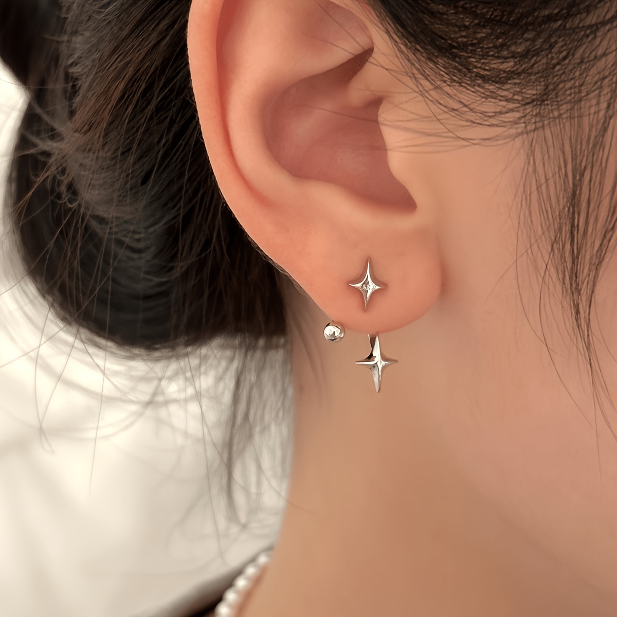 Double Wear Star Earrings, Minimalist Design