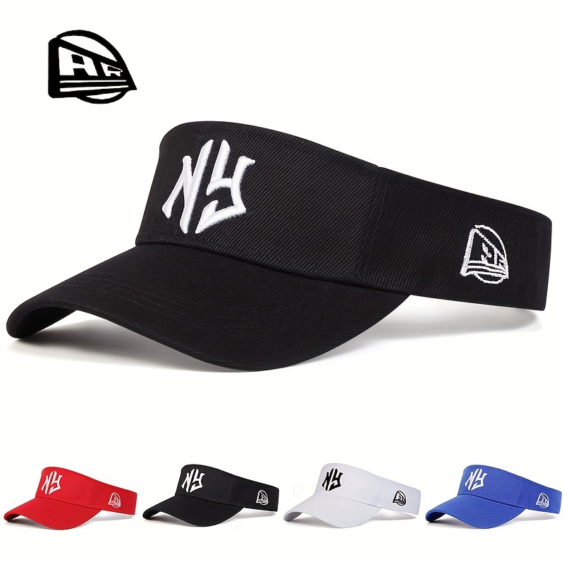 AR Gorra de visera vacía con letras NY para hombre, gorra deportiva para exteriores, gorra de sol ajustable, gorra casual adecuada para viajes de primavera y otoño, vacaciones en la playa