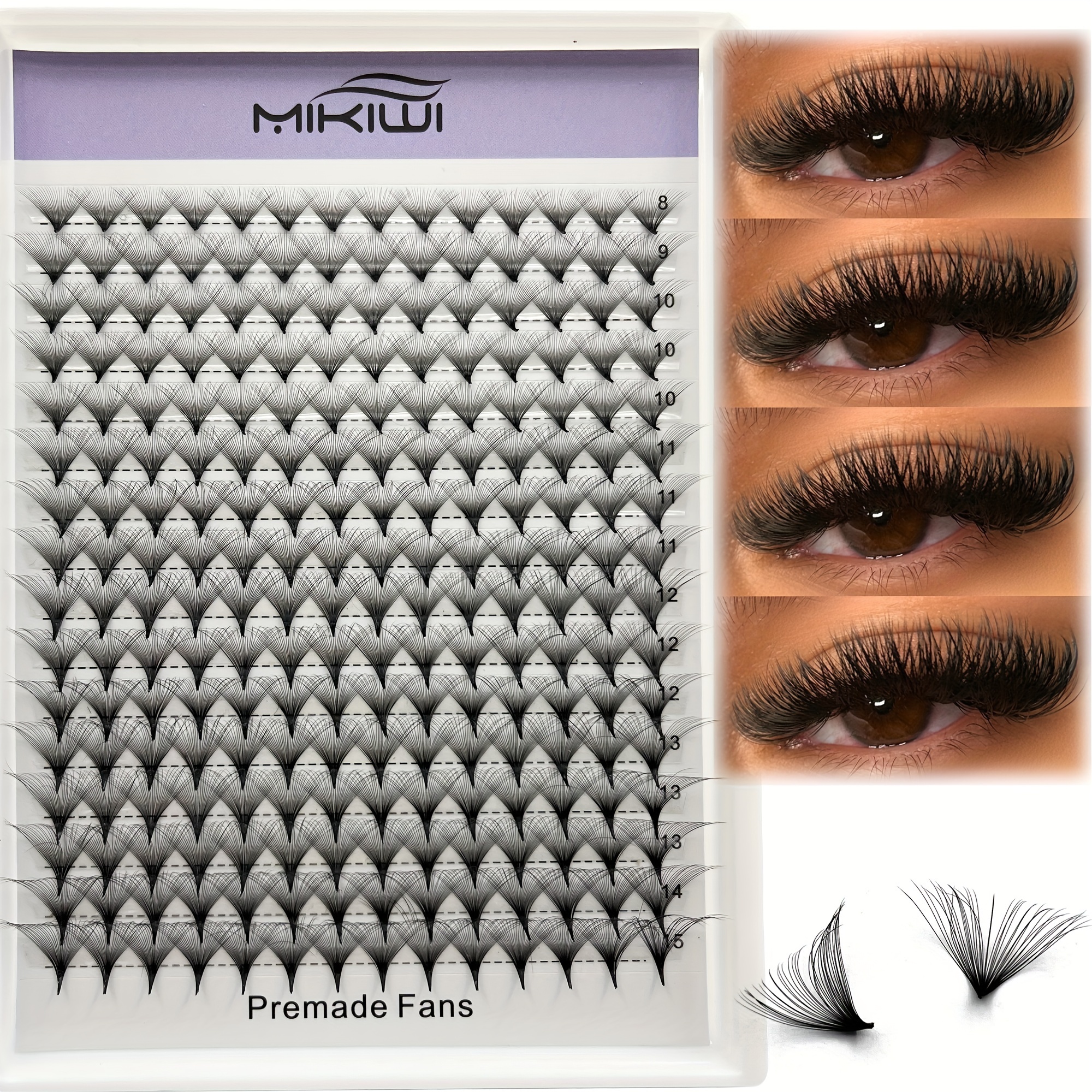 

30d/40d Premade Volume Eyelash Extensions, 0.05 D Curling 8-15mm Premade Fans, Pointy Base False Eyelashes, Grafting Lashes, Curling Thick Premade Fans Lashes Extension, Middle Stem False Eyelashes