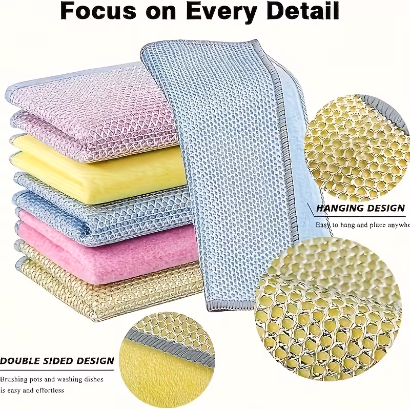 new upgrade double sided silvery wire cloths steel wire dishwashing rag reusable cleaning cloths kitchen cleaning cloth cookware sinks dishes stove Product details 0