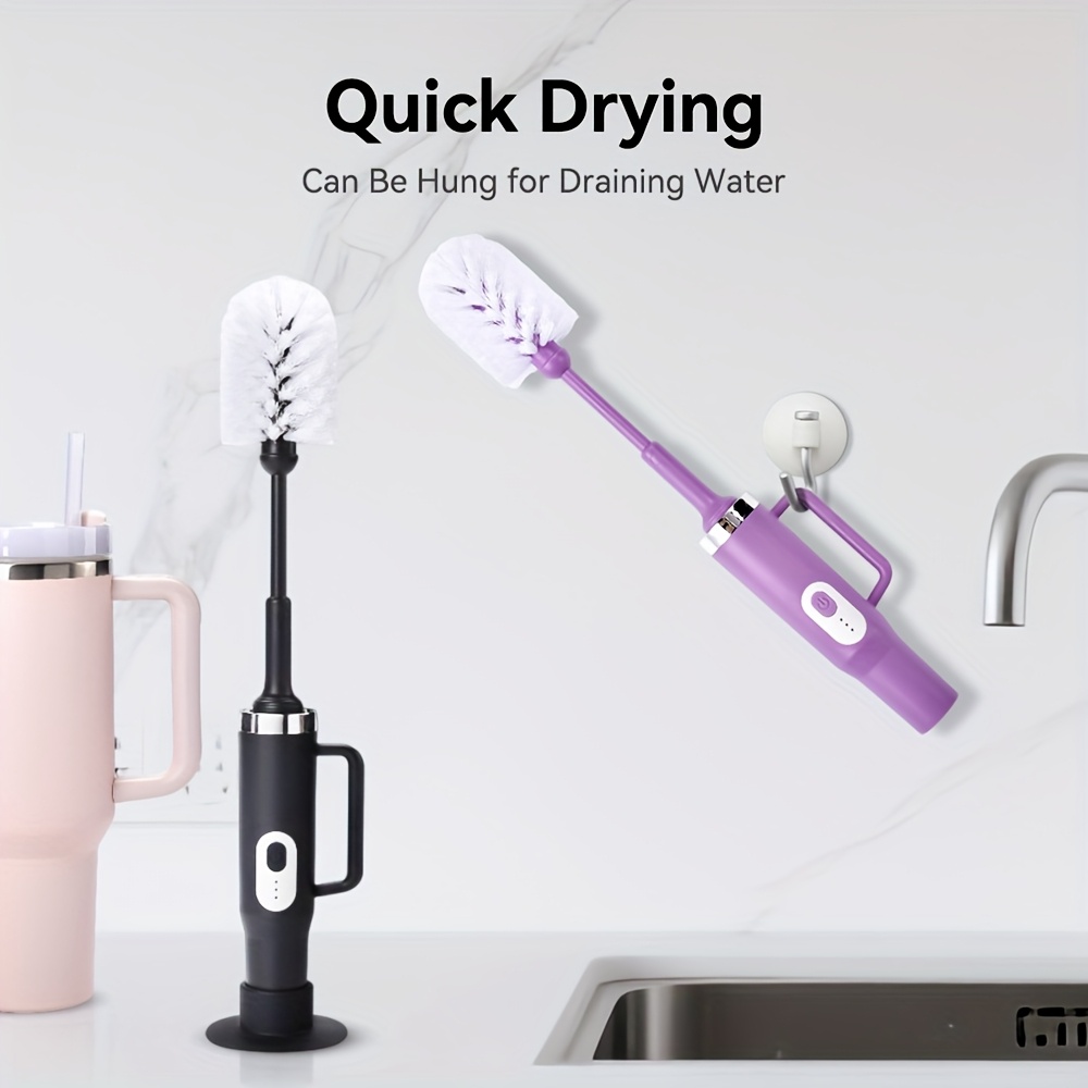 electric cleaning brush for mugs cup brush 2 cleaning power levels waterproof built in rechargeable battery standard straw brush type c charging cable wall mounted for drying cleaning tool kitchen accessory mug cleaning brush Product details 9