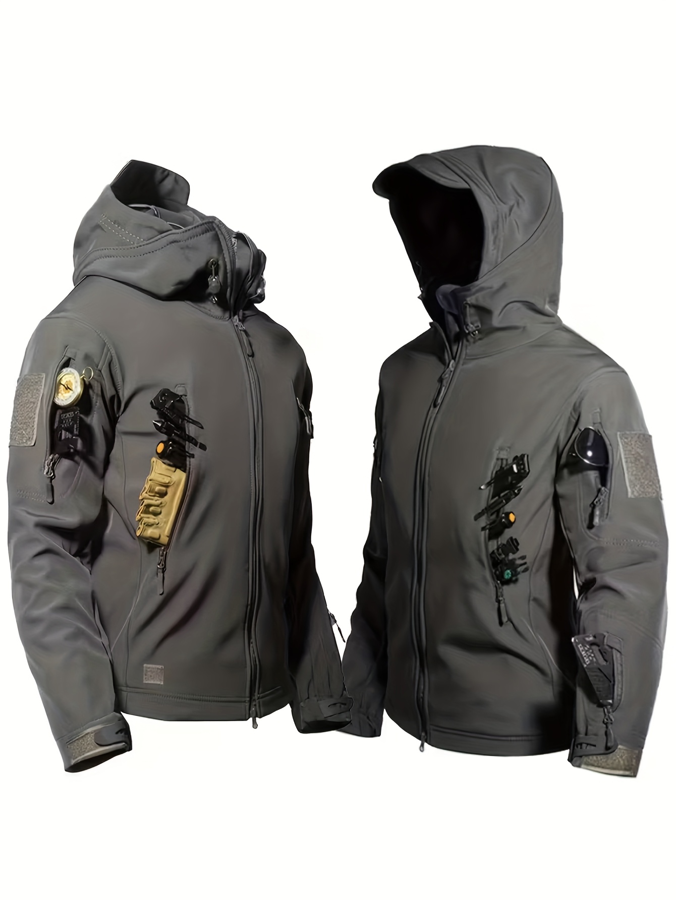Men's Warm Tactical 2pcs Set, Softshell Jacket & Cargo Pants