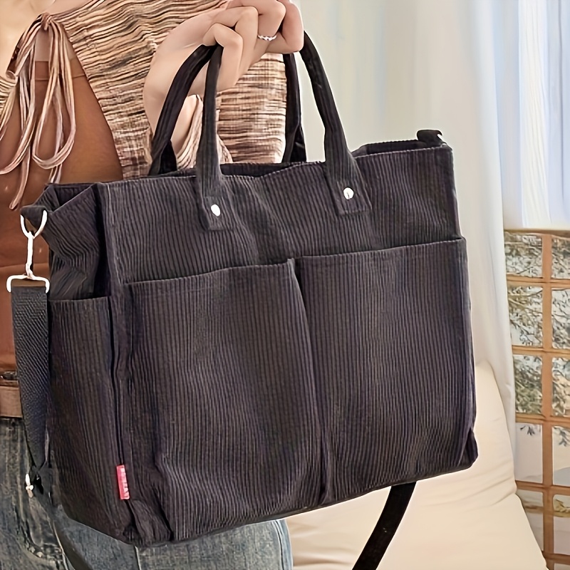 Image of New Corduroy Women's Shoulder Bag, Thickened Fabric Is Wear-resistant And Durable, Large-capacity Design Easily Stores Daily Items, Suitable For Commuting, School, And Shopping