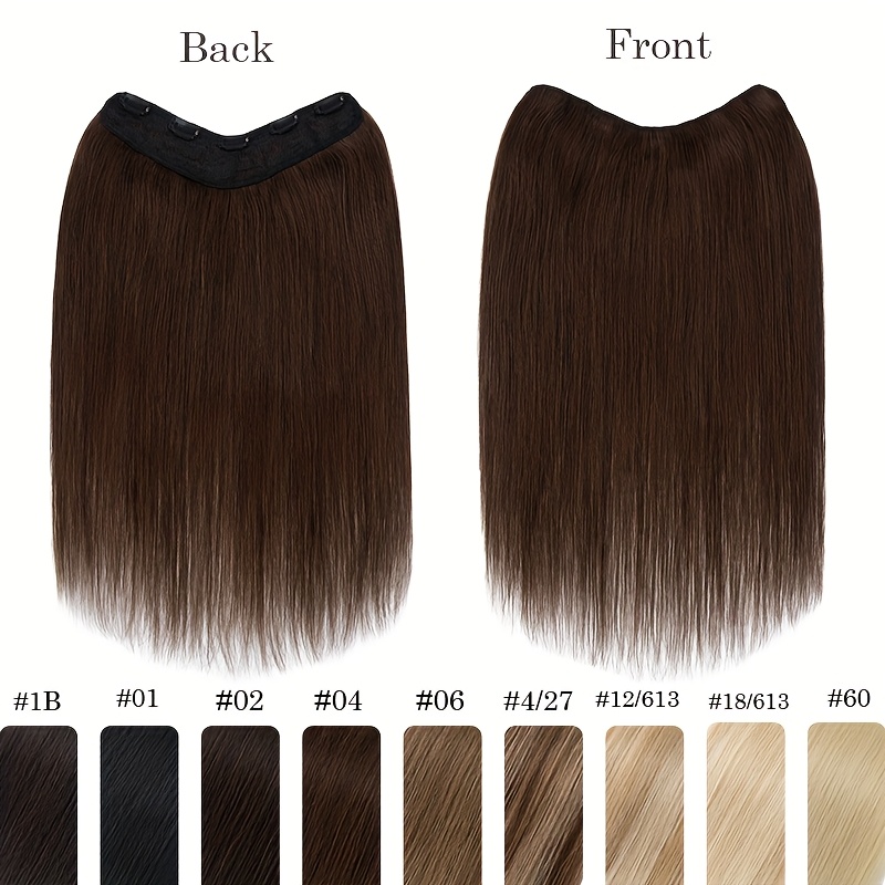 1pc 5 clip in elegant straight v shape hair extension real human hair accessories for women and girls 16 22inch   look with decorative clips increase hair volume halloween christmas festival   diverse hairstyles   details 7