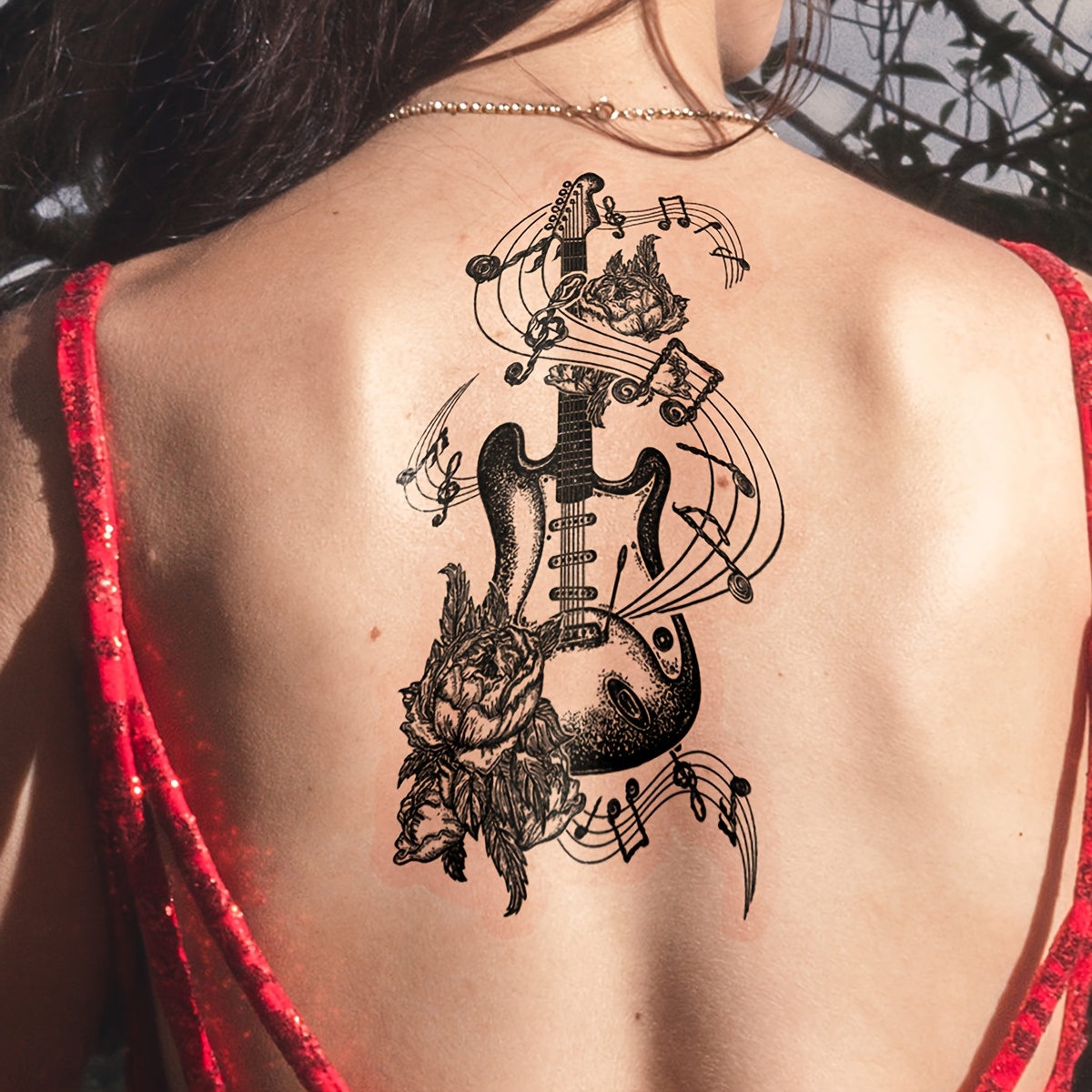 a temporary waterproof tattoo sticker featuring a cool black
