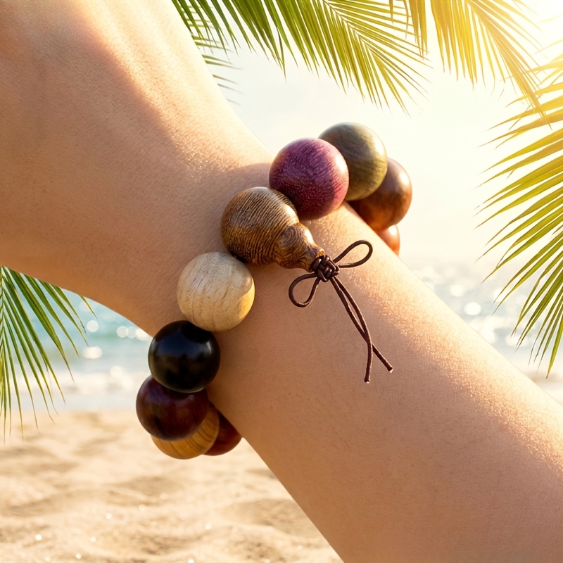Natural Multi-Wood Beaded Bracelet for Men & Women, Handmade