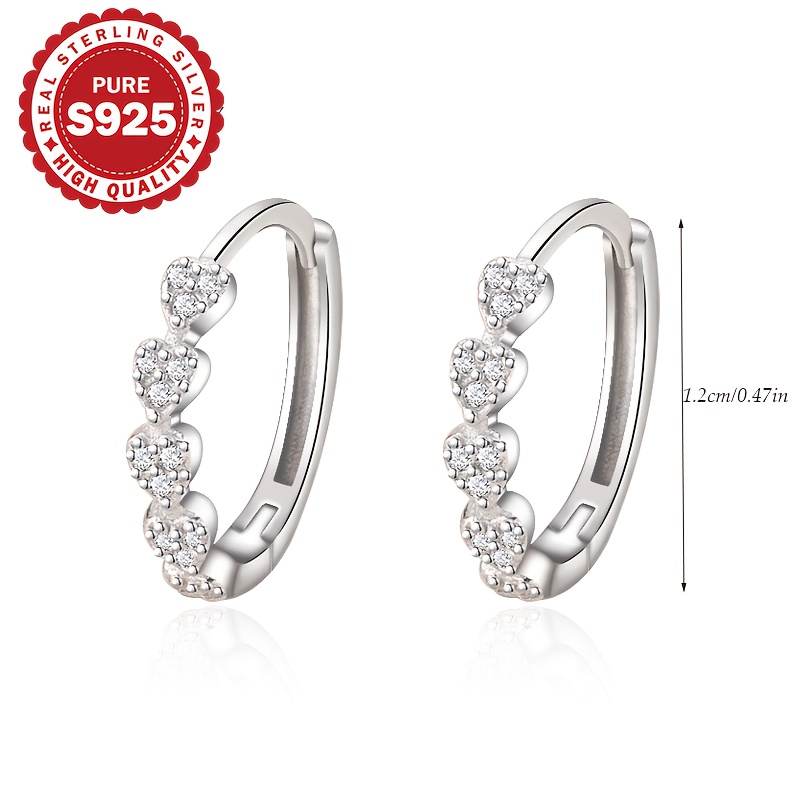 Women's S925 Silver Heart Circle Stud Earrings, Classic Fashion
