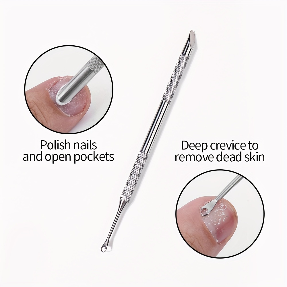 

Stainless Steel Cuticle Pusher - Reliable Nail Care Instrument For Manicure & Pedicure, Portable Dead Skin Removal, Offered In 2 Colors