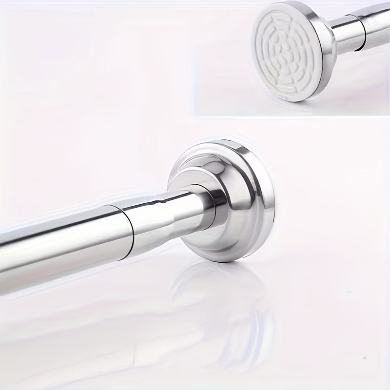 1pc Shower Curtain Rod, Adjustable Tension Curtain Rod, No Drill Metal  Clothes Hanging Bar Rail For Bathroom, Closet, Wardrobe
