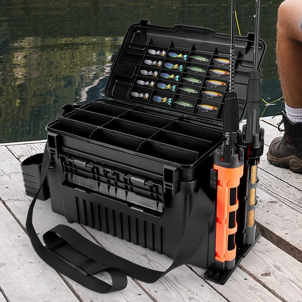 fishing equipment box with 2 fishing   and 2 cup holders multifunctional fishing box rod inserting device fishing box