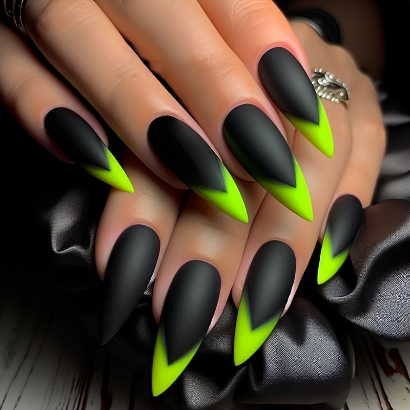 TEMU 24pcs Elegant Fluorescent Gradient Detachable Nail Tips