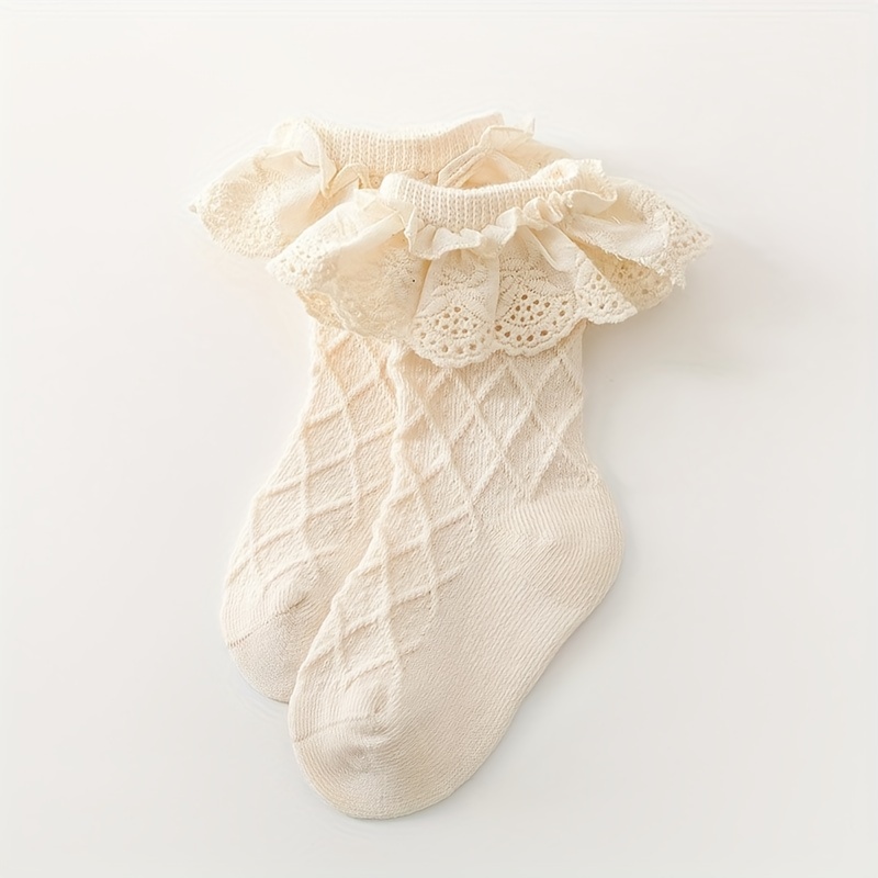 1 Pair Baby Socks Autumn Style Children's Princess Socks Lace Mid-calf Socks Girls Short Socks Infants 0-5 Years