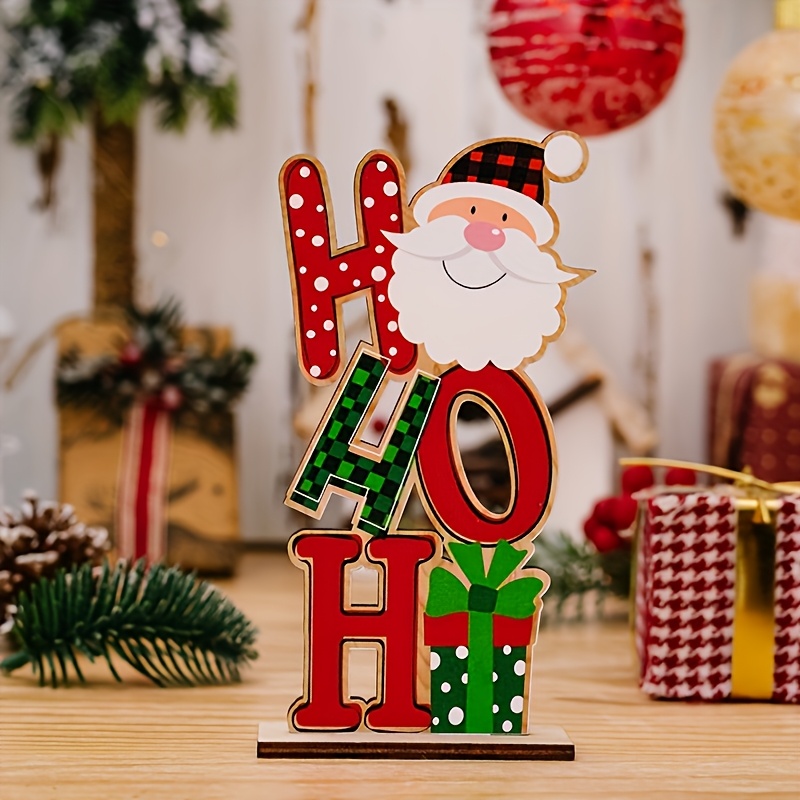 TEMU 2D Plat - 1pc 2D Plat Décoration de Noël en Bois, Panneau de Décoration de Bureau, Logo Coloré " Noël" Parfait pour les Décorations de Fêtes et