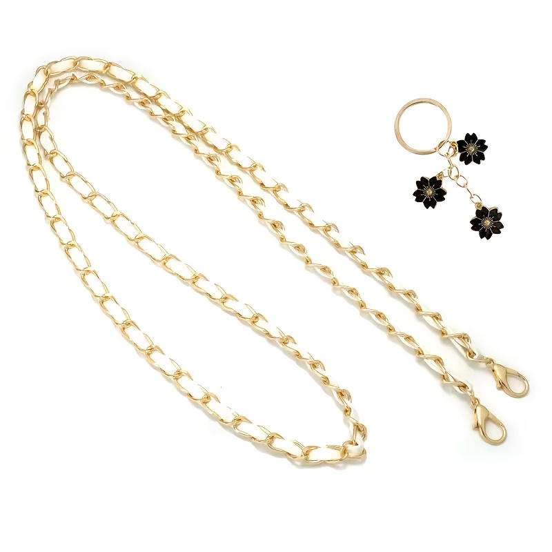 TEMU 2pcs Metal Chain Bag Strap & Cherry Charm, Aluminum Portable Bag Accessory, Replacement Part, Fashionable And Durable, Suitable For Beginners,