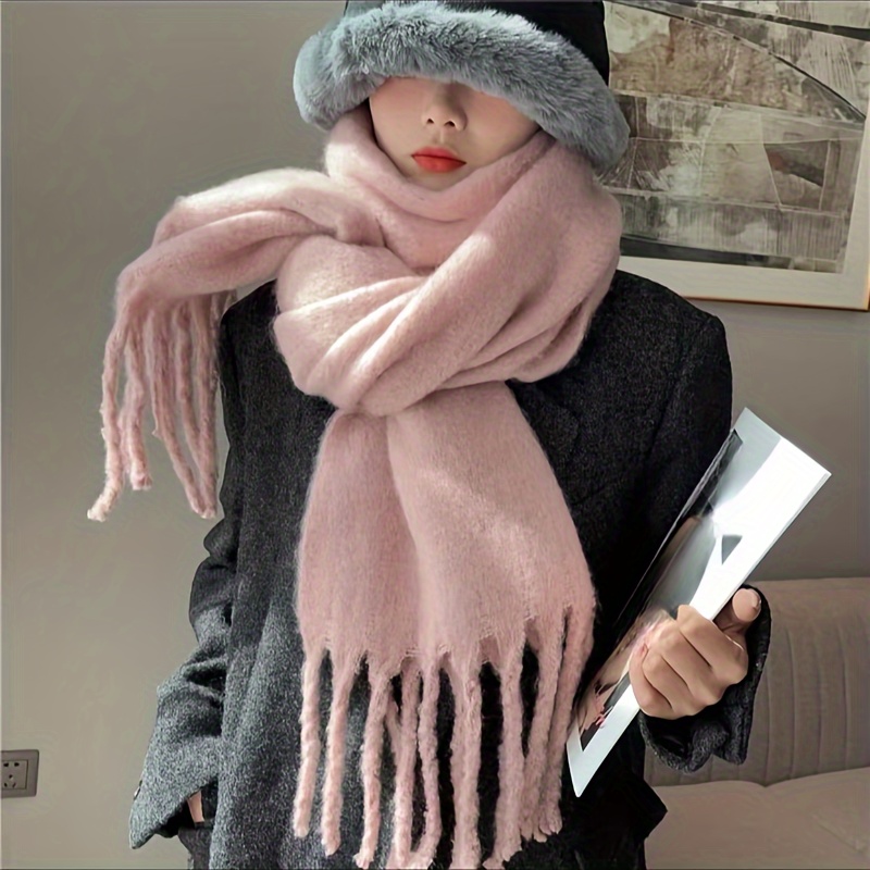 TEMU Chic Solid Color Women's Scarf - Cozy, Warm & Windproof For Autumn/winter | Fashionable Polyester Shawl With…: retailer-supplied image