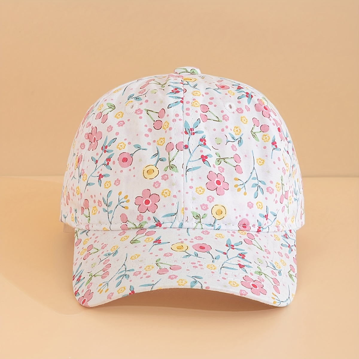 E-shop 1 Kinder Baseballcap mit Blumenmuster - 3-8 Jahre Mädchen. Stilvoll, vielseitig, sonnenschützend, leicht, atmungsaktiv. Ideal für tägliche