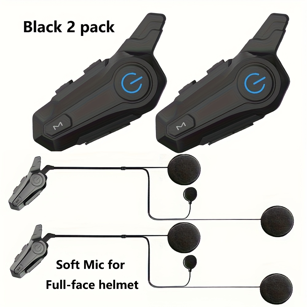 Image of Brand New 2pack Headphone, Motorcycle And E-bike Helmet 2 People Intercom, 800mah Battery, Material Is With A Die-cut Shell Material, Featuring A Genuine And Reliable Ip67 Waterproof Rating, 2pack